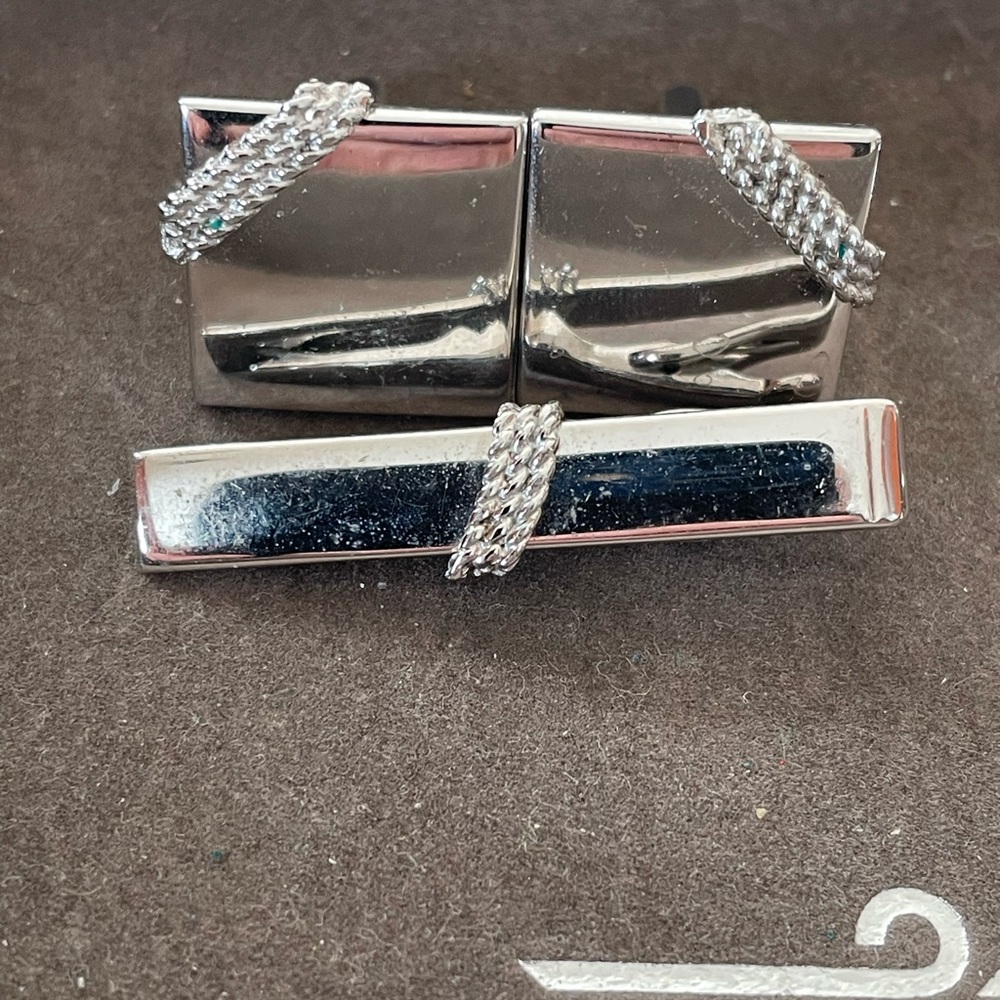 1940’s Art Deco Cuff Links & Tie Bar.